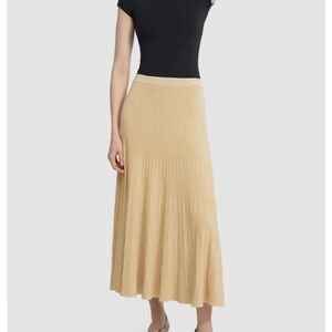 Rib a line knit midi skirt